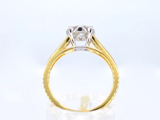 Gouden entourage ring met briljant geslepen diamanten van 1.00 carat - afbeelding 5 van  7