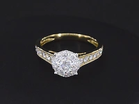 Gouden entourage ring met briljant geslepen diamanten van 1.00 carat - afbeelding 4 van  6