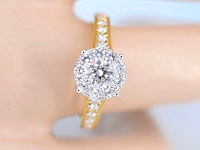 Gouden entourage ring met briljant geslepen natuurlijke diamanten van 1.00 carat - afbeelding 2 van  8
