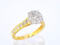 Gouden entourage ring met briljant geslepen natuurlijke diamanten van 1.00 carat - afbeelding 3 van  8