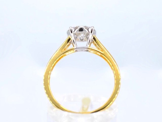 Gouden entourage ring met briljant geslepen natuurlijke diamanten van 1.00 carat - afbeelding 5 van  8