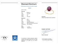 Gouden entourage ring met diamanten en robijn - afbeelding 3 van  8