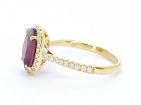 Gouden entourage ring met diamanten en robijn - afbeelding 5 van  8