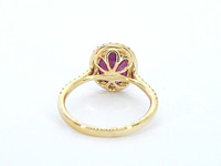 Gouden entourage ring met diamanten en robijn - afbeelding 6 van  8