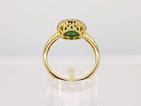 Gouden entourage ring met diamanten en smaragd - afbeelding 5 van  6