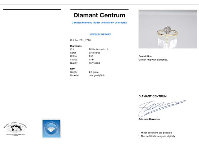 Gouden entourage ring met diamanten - afbeelding 3 van  6
