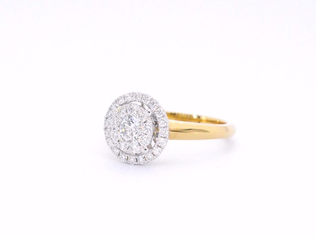 Gouden entourage ring met diamanten - afbeelding 10 van  11
