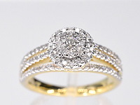 Gouden entourage ring met diamanten - afbeelding 1 van  5