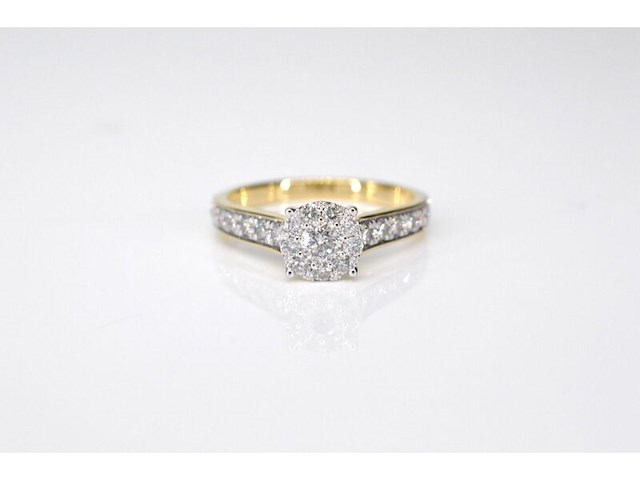 Gouden entourage ring met natuurlijke diamanten - afbeelding 3 van  7