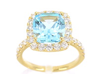 Gouden entourage ring met natuurlijke topaas en diamanten