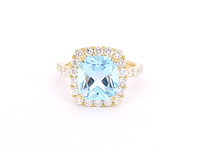 Gouden entourage ring met natuurlijke topaas en diamanten - afbeelding 8 van  11
