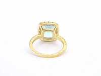 Gouden entourage ring met natuurlijke topaas en diamanten - afbeelding 9 van  11