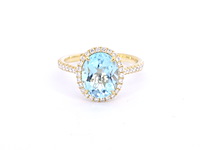 Gouden entourage ring met ovaal geslepen topaas - afbeelding 8 van  11