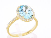 Gouden entourage ring met ovaal geslepen topaas - afbeelding 6 van  11