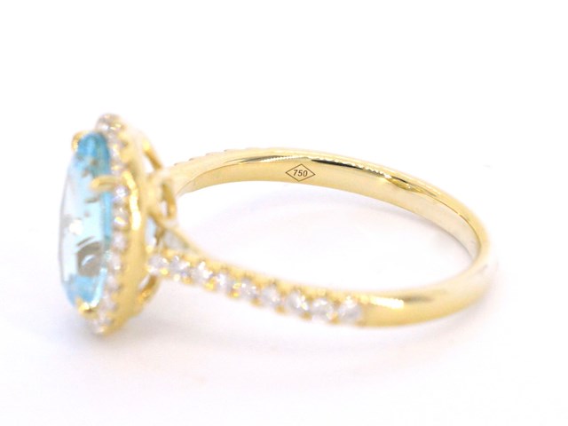 Gouden entourage ring met ovaal geslepen topaas - afbeelding 11 van  11