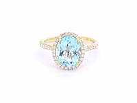 Gouden entourage ring met ovaal geslepen topaas - afbeelding 8 van  11