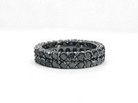 Gouden eternity ring met zwarte diamanten - zwart rhodium - afbeelding 3 van  7