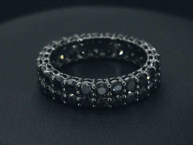 Gouden eternity ring met zwarte diamanten - zwart rhodium - afbeelding 4 van  7