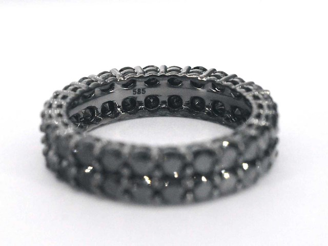 Gouden eternity ring met zwarte diamanten - zwart rhodium - afbeelding 6 van  7