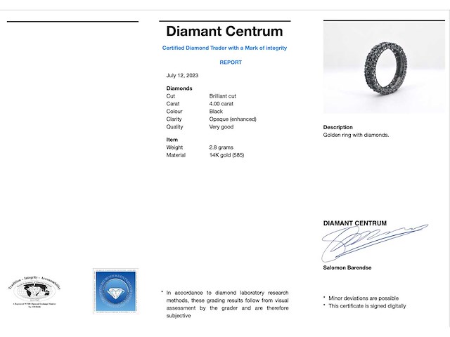 Gouden eternity ring met zwarte diamanten - zwart rhodium - afbeelding 7 van  7