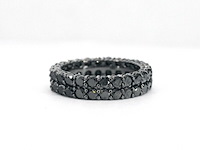 Gouden eternity ring met zwarte diamanten - zwart rhodium - afbeelding 3 van  8