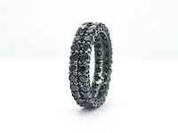 Gouden eternity ring met zwarte diamanten - zwart rhodium - afbeelding 5 van  8
