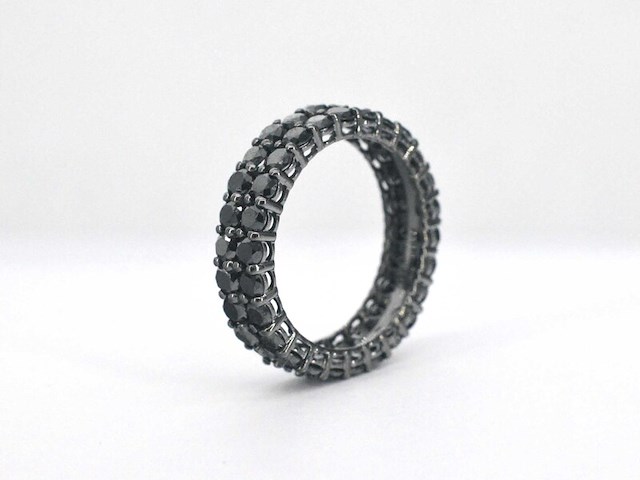 Gouden eternity ring met zwarte diamanten - zwart rhodium - afbeelding 1 van  7