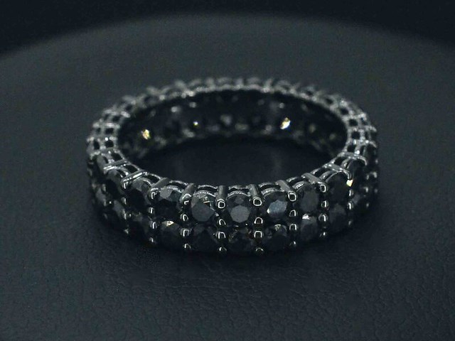 Gouden eternity ring met zwarte diamanten - zwart rhodium - afbeelding 4 van  7