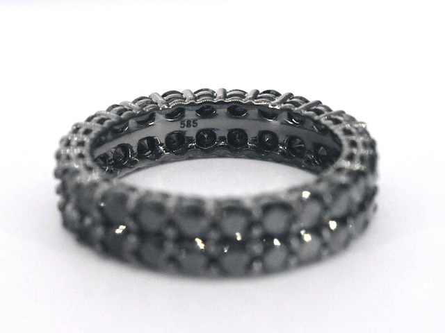 Gouden eternity ring met zwarte diamanten - zwart rhodium - afbeelding 6 van  7