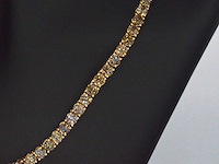 Gouden exclusief tennis collier met champagne en cognac diamanten - afbeelding 7 van  10