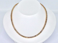 Gouden exclusief tennis collier met champagne en cognac diamanten - afbeelding 8 van  10