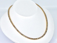 Gouden exclusief tennis collier met champagne en cognac diamanten - afbeelding 9 van  10