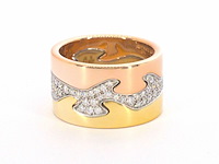 Gouden george jensen fusion 3pcs ring met diamanten - afbeelding 1 van  10