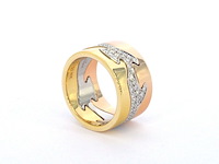 Gouden george jensen fusion 3pcs ring met diamanten - afbeelding 3 van  10