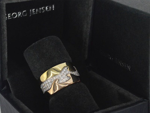 Gouden george jensen fusion 3pcs ring met diamanten - afbeelding 7 van  10