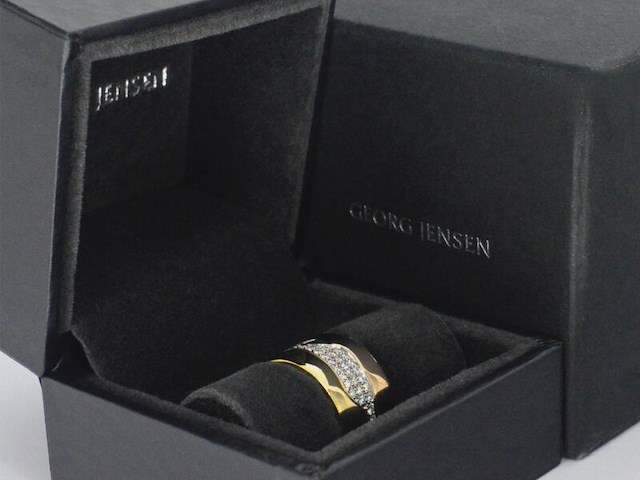 Gouden george jensen fusion 3pcs ring met diamanten - afbeelding 8 van  10