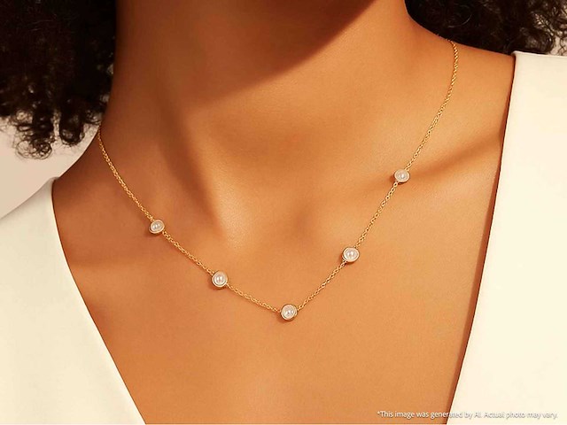 Gouden halscollier met natuurlijke diamanten - afbeelding 2 van  8