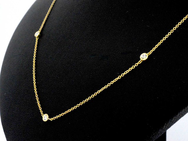 Gouden halscollier met natuurlijke diamanten - afbeelding 4 van  8