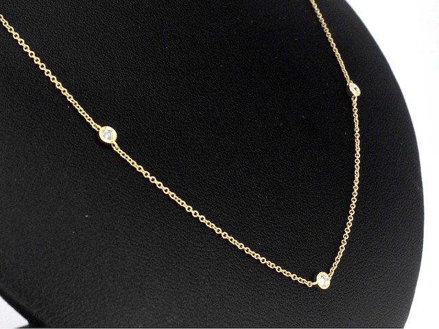 Gouden halscollier met natuurlijke diamanten - afbeelding 5 van  8