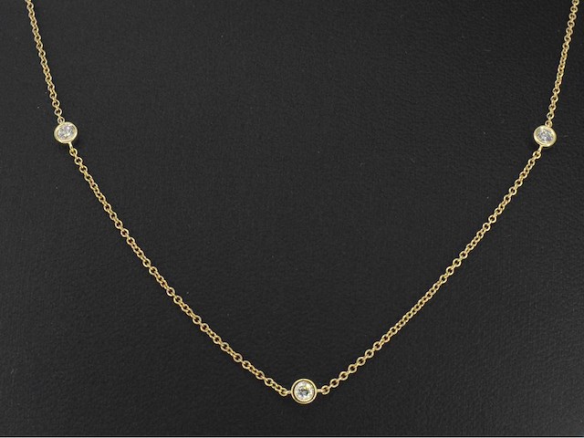 Gouden halscollier met natuurlijke diamanten - afbeelding 1 van  8