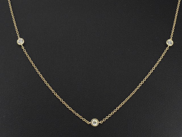 Gouden halscollier met natuurlijke diamanten - afbeelding 1 van  9