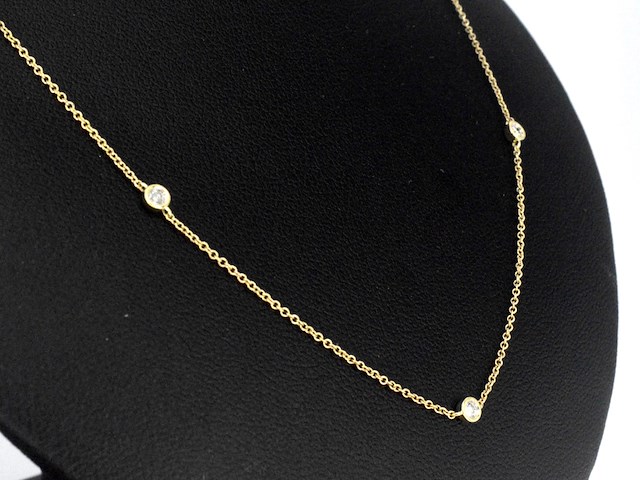 Gouden halscollier met natuurlijke diamanten - afbeelding 4 van  9