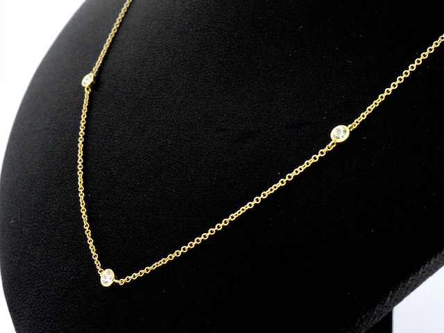Gouden halscollier met natuurlijke diamanten - afbeelding 3 van  9
