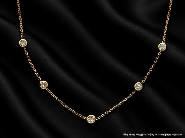Gouden halscollier met natuurlijke diamanten - afbeelding 7 van  9