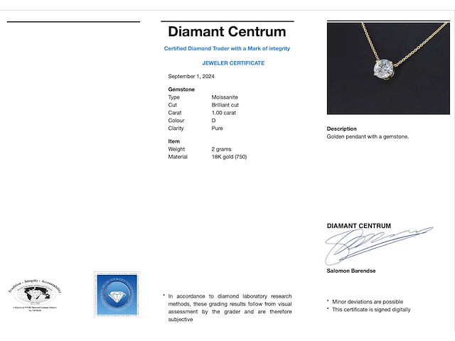 Gouden halsketting briljant 1.00 carat - afbeelding 3 van  7