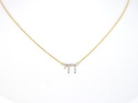 Gouden halsketting met diamanten 'chai' - afbeelding 2 van  7
