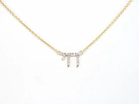 Gouden halsketting met diamanten 'chai'