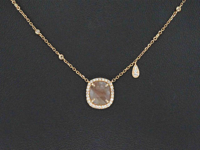 Gouden halsketting met diamanten - afbeelding 1 van  8