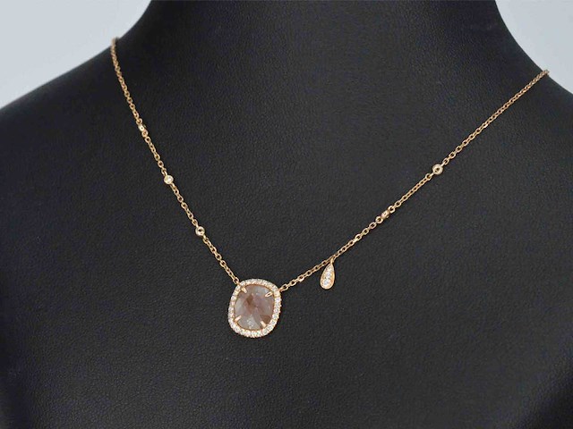 Gouden halsketting met diamanten - afbeelding 4 van  8