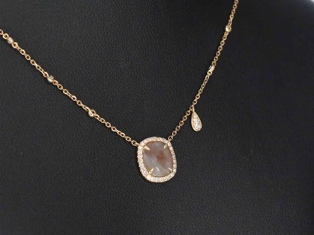 Gouden halsketting met diamanten - afbeelding 4 van  9